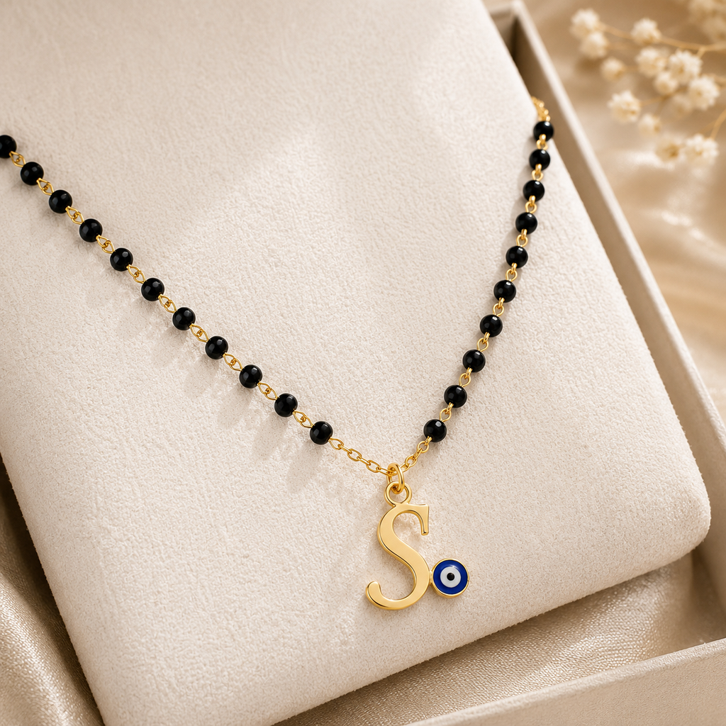 Suvyara Initial Nazar Mangalsutra Necklace - S