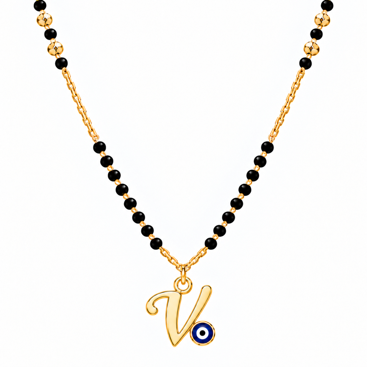 Suvyara Initial Nazar Mangalsutra Necklace - V